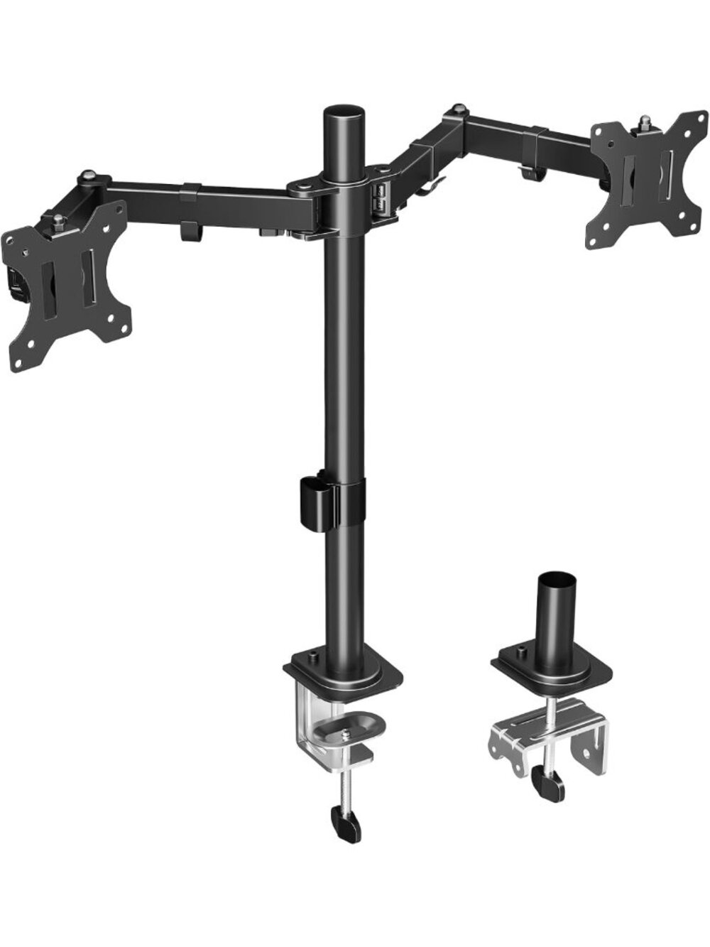 Fully Adjustable Dual Monitor Stand for 32” Screens, C-Clamp & Grommet Base